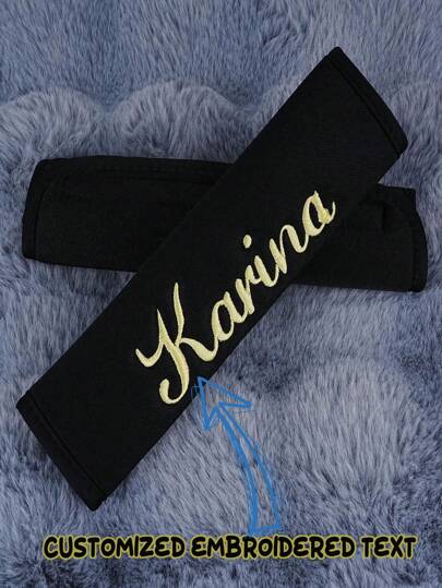1 pieza Funda personalizada bordada para cinturón de del coche, funda con nombre personalizado para cinturón de del coche, correa de hombro bordada para decoración interior del coche, adecuada para decorar tu querido coche, estilo casual de calle, decoración de otoño
