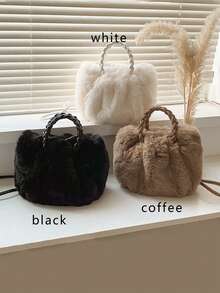 Yogodlns Multi Functional Furry Shoulder Bag Fashionable Women Bucket Handbag Soft Plush Crossbody Bags Fur Cloud Bags Simple Design Women Soft Plush Shoulder Bags Winter Furry Ladies Clutches Purse Small Handbags Fashion Female Crossbody Bags, New Arrival Fur Bag For Women