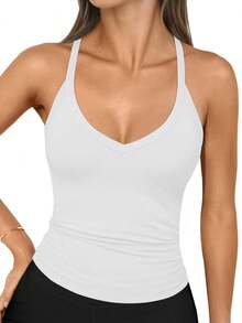 Sexy Halter Tank Tops And T-Shirts For Women - White - View 4