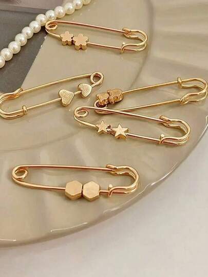 7/9pcs Vintage Brooch Set, Adjustable Waist Safety Pins, Suitable For Fixing Waistband Of Jeans, Tightening Collar, Women's Fashion Decorative Accessories, Multi-Purpose Decorative Button Clips, Assorted Styles For Holiday Gifts