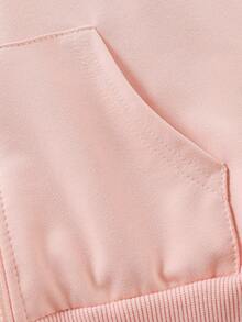 女童卡通小猫印花连帽外套长袖卫衣学生上衣女童秋冬装 - 粉色 - 查看 5