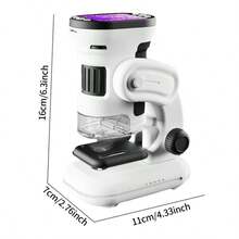 Microscopio digital infantil con pantalla LED de 2.0", 1000x de aumento, 640*480 píxeles, captura de fotos/vídeo, para experimentos científicos, juguete educativo, uso doméstico y estudiantil, portátil, versión de unidad única/set - Blanco - Ver 11