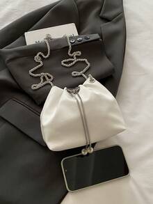 Women's Minimalist Bow Decor Chain Strap Crossbody Bag