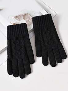 1双毛绒加厚保暖防寒户外触屏露指手套，适合年轻人针织手套，男女通用秋冬打字手套，休闲宽松款式，适合送朋友当礼物