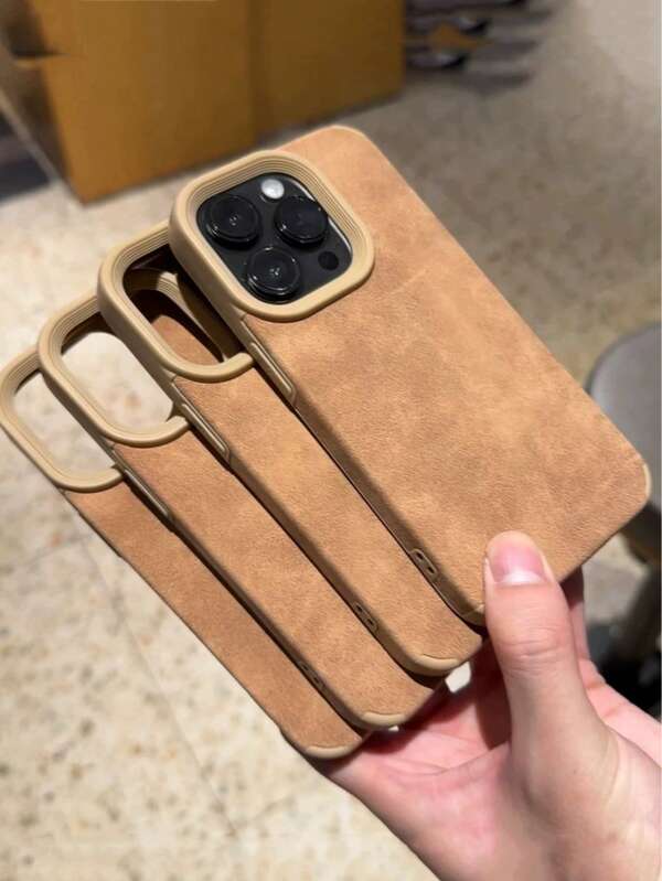 1 Stück einfarbiges braunes minimalistisches Business Handyhülle kompatibel mit Apple Serien