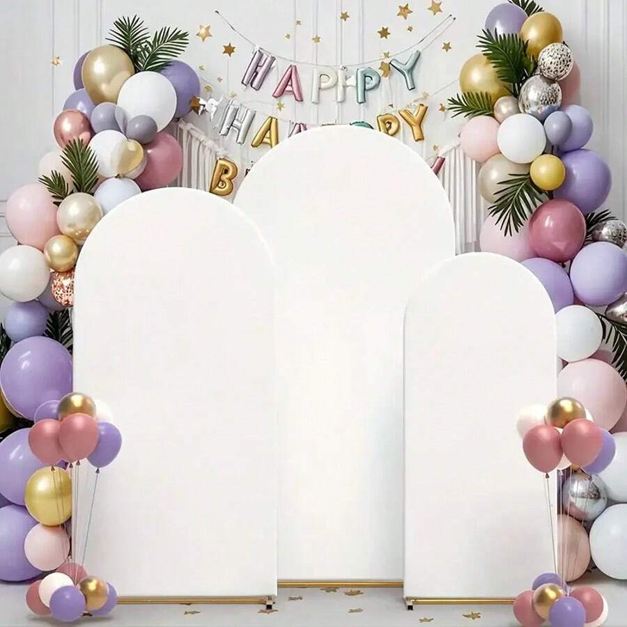 Tło łukowe, 5 stóp, 6 stóp, 6,6 stóp, 7,2 stóp, dwustronne, dopasowane, z elastycznej tkaniny, tło łukowe, tło łukowe w kształcie kopuły, tkanina na przyjęcie urodzinowe, dekoracja stojaka łukowego, biały (stojak nie jest dołączony, tylko tło z tkaniny) - Biały - Zobacz 1