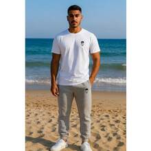 White T-Shirt + Jogger Pants Kit Opposite Modas Elegant Versatile High Quality - Gris - Ver 2