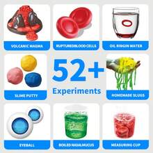 14pcs STEAM Science Experiment Kit - Volcano Eruption, 52 Experiments, Main Materials: Baking Soda & Citric Acid, Suitable For Boys & Girls Educational Toys