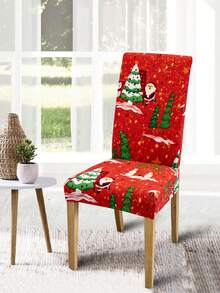 2/4/6 غطاء كرسي مطبوع بطبعات عيد الميلاد، مع عناصر عيد الميلاد مثل بابا نويل والثلجي والرنة، ديكور منزلي لفنادق وحفلات ومطاعم، ديكور عيد الميلاد الأساسي، هدية عيد الميلاد المثالية