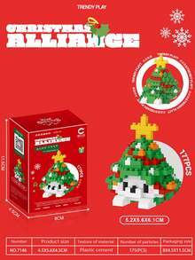 1 Box Christmas Series Building Blocks Toy + Santa Claus, Christmas Tree, Reindeer Building Block Decor Toy + Micro Particle Assembly Decor + Educational Building Blocks Toy - Multicolor - View 12