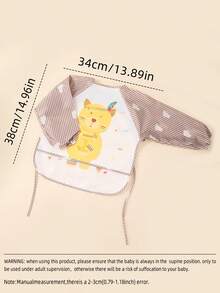婴儿围兜，防水长袖双面条纹卡通喂奶罩衣，适合幼儿男孩和女孩，易于清洁 - 彩色 - 查看 4