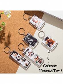 Portachiavi lungo personalizzato con foto e testo, portachiavi in acrilico personalizzato, portachiavi di coppia personalizzato, portachiavi con foto, regalo per la mamma, regalo per il papà, regalo di compleanno, San Valentino, anniversario, regalo per la coppia, festa della mamma, festa del papà, colorato, carino, affascinante - Multicolore - Visualizzare 3