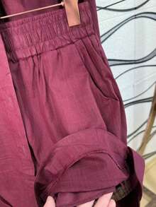 Imported Women's Linen Set / Button / Lining / / Women's - Burgundy - View 2