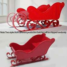 1/2pcs Christmas Decoration Large Sleigh Ornament, Winter Sleigh Gift Candy Storage Container, Candy Rack Organizer, Christmas New Year Party Decorations, Plastic Holiday Decor For Mantel, Tabletop, Entryway - Indoor/Outdoor Party Centerpiece, Classic Winter Theme, Fine Craftsmanship, Home Decor