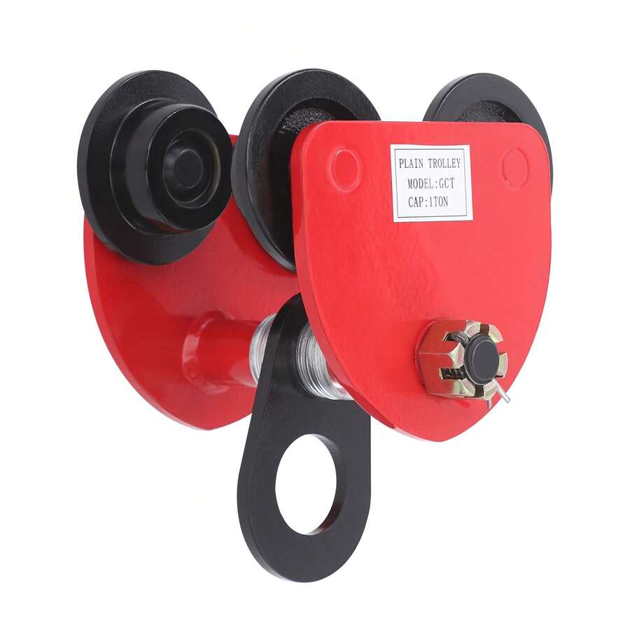 SENDERPICK 1T Rolling Trolley Push Beam Trolley Manual Plain Trolley - Red and Black - View 1