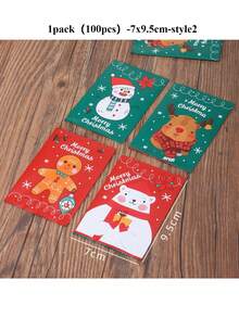 Christmas,1pack(100pcs) Cookie Packaging Bags, Nougat Snowflake Cookies, Aluminum Film Machine Sealed Bags, Christmas Eve Handmade Baking Gift Candy Bags - Multicolor - View 10