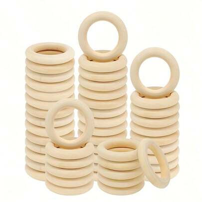 5/10/20/30/50 pezzi Anelli in legno naturale, perle, anelli, pendenti, (3/4,5/5,5/7mm) Spessore liscio non lavorato Anelli in legno, per artigianato fai-da-te, opere d'arte, intaglio, tessitura, pizzo, decorazione appesa, decorazione per la casa, decorazione per la pittura, anelli per tende, anelli per tovaglioli, cucito, realizzazione di gioielli fai-da-te