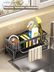 1pc Multipurpose Sink Organizer Rack – Storage & Caddy For Kitchen Bathroom Essentials – Sponge, Soap, Brush, Towel Holder – Space-Saving Design