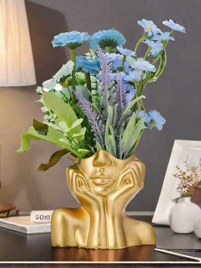 Symbolic Sculpture Vase Ceramic Like Resin Blessing Flower Holder Home Altar/Wedding Crème Wit Moderne Art Centerpiece Artificial Flowers Such As Sunflowers Reed Bunches. Halloween/ /Easter/ /Mother's Day Of Hope) Room Glass view 7