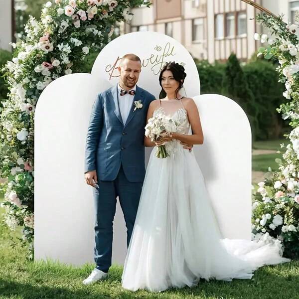 Tło łukowe, 5 stóp, 6 stóp, 6,6 stóp, 7,2 stóp, dwustronne, dopasowane, z elastycznej tkaniny, tło łukowe, tło łukowe w kształcie kopuły, tkanina na przyjęcie urodzinowe, dekoracja stojaka łukowego, biały (stojak nie jest dołączony, tylko tło z tkaniny)