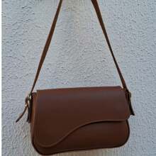 Women's Baguette Bag Shoulder Strap Irregular Flap Fashion Hand Style Black Coffee Ivory Caramel - Cà phê - Xem 4