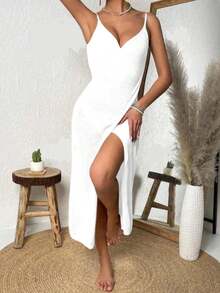 Beach Cover-Up, Pool, Knit Cover-Up Dress, Summer Vacation - Vitt - Visa 1