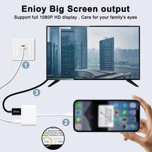 Bộ chuyển đổi 2 trong 1, Bộ chuyển đổi IOS 2 trong 1 sang HDTV kỹ thuật số, Đầu nối phản chiếu màn hình, Tương thích với iPhone 14/13/12/11/X/8/7 - trắng - Xem 3