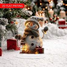 1 szt. akrylowa dekoracja świąteczna w kształcie bałwana - 7,09 x 6,3 cala - płaska dekoracja na biurko, świąteczna dekoracja w kształcie bałwana, odpowiednia do domu, biura, ogrodu, patio, do użytku wewnątrz i na zewnątrz - nie wymaga zasilania - prezent na przyjęcie świąteczne, prezent na przyjęcie urodzinowe, idealny prezent dla przyjaciół