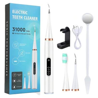 Juego De Cepillo De Dientes Eléctrico Ultrasónico, Limpiador de dientes eléctrico, raspador dental para el hogar, cepillo de dientes eléctrico, kit de limpieza dental resistente al agua IPX6, aliento fresco, cuidado oral, recargable por USB, regalo del Día de San Valentín, opción de regalo cotidiano