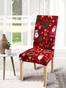 2/4/6 غطاء كرسي مطبوع بطبعات عيد الميلاد، مع عناصر عيد الميلاد مثل بابا نويل والثلجي والرنة، ديكور منزلي لفنادق وحفلات ومطاعم، ديكور عيد الميلاد الأساسي، هدية عيد الميلاد المثالية