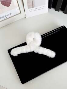 4/3 件装 女孩彩色毛绒发爪夹，可爱毛绒发夹，蓬松发卡，日常佩戴发饰，秋季发饰，女士夏季海滩度假配饰 - 彩色 - 查看 2