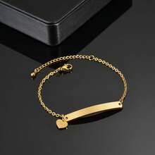 1Pc Custom Carved Bracelet Or Anklet With Heart Shape And Star Personalized Name Jewelry, Stainless Steel Bracelet For Men And Women, Suitable For Mother's Day, Birthday, Wedding, Graduation Commemoration - Ideal Jewelry Christmas Gift
