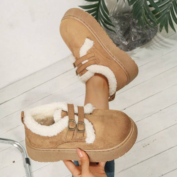 2025 Neue Schneestiefel mit dicker Sohle für Frauen, Winter Plüsch wärmeisoliert Schlüpfschuhe im Retro-Stil