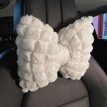 1pc Car Headrest Winter Plush Car Comfortable Warm Neck Pillow Pillow Pillow Solid Color Simple Headrest Waist Pillow Automotive Supplies Car Pillow - White - View 14