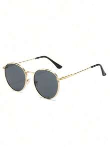 1 Pair Unisex Retro Black Round Frame Fashionable Slimming , Suitable For Summer Accessories, Vacation, EDM Festivals, Streetwear, Sports, Fishing, Travel, UV Protection, Family Outings, Hiking, Golf, Holidays, Driving, Outdoor Activities, Elegant Attire, Beach, Parties, Vacations, Sports, Streetwear Accessories, Holidays, Outdoor Activities, Sun Protection - 棕色 - 查看 2