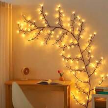 1 pièce de 96 LED Lumière de branche de saule flexible, lumière en forme d'arbre de bouleau, 8 modes de lumière de décoration de vigne, lumière de décoration d'atmosphère intérieure de nuit, convient pour les salons, les fêtes, les festivals, les anniversaires, Noël, Halloween, Thanksgiving. Décoration parfaite. Décorations d'Halloween, ornements de Noël