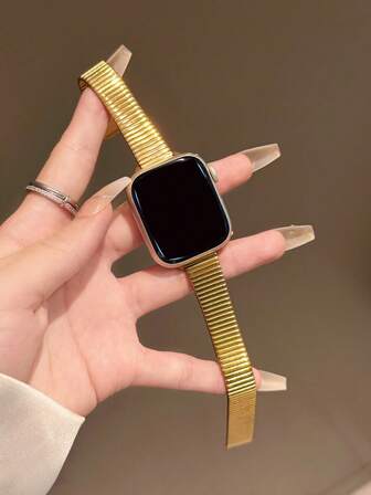 1pc Compatible With Apple Watch Band 38mm 40mm 41mm 42mm 44mm 45mm 49mm 46mm Women Replacement Stainless Steel Wristband Strap, Shiny, Suitable For S9 S10 S11 Band, Metal Watch Strap For Female, Suitable For SE9/8/7/6/5/4/3/2/1