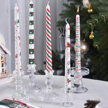 2pcs 25cm Christmas Tree Snowman Printing Long Candle, Smokeless Design, Ins Style Christmas Creative Dining Table Atmosphere Decoration Bedroom Aromatherapy, Perfect For Christmas Party Decorations, Atmosphere Desktop Decoration, Christmas Gifts (No Electricity Required) Home Decor Christmas Decorations Room Decor