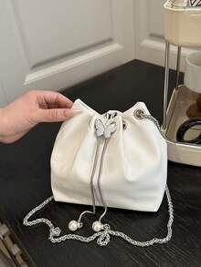 Women's Minimalist Bow Decor Chain Strap Crossbody Bag