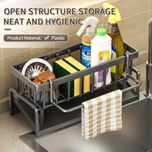 1pc Multipurpose Sink Organizer Rack – Storage & Caddy For Kitchen Bathroom Essentials – Sponge, Soap, Brush, Towel Holder – Space-Saving Design