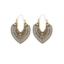 3 Pairs Vintage Metal Hollow Flower Earrings Set Women Bohemian Carved Drop Earring Daily Wear Festival Souvenir Gifts - 3 Pairs/Set - 查看 10