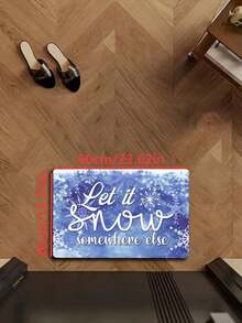 1 Stück Premium Flanell Weihnachts-Schneeflocken-Muster Fußmatte, kleine Matte, 650g/㎡ Dichte, hautfreundlich, pillingfrei, pflegeleicht, maschinenwaschbar, geruchlos, geeignet für Heimdekoration, Raumdekoration, kleine Matte, Wohnzimmerteppich