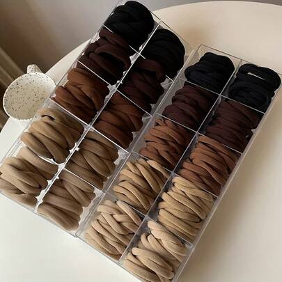 50pcs/60pcs/100pcs/120pcs/150pcs/200pcs Solid Color Non-Slip Elastic Hair Ties Fashion T-Shaped Hair Bands For Girls Daily Use And Holiday Gift Hair Accessories