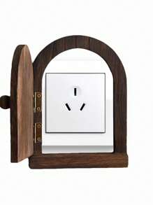 1 pieza Cubierta creativa de madera maciza para toma de corriente - Decoración de pared, protector de puerta del porche, cubierta protectora contra el polvo para toma de corriente - Sin necesidad de electricidad
