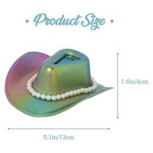 2pcs Bohemian-Style Western Cowboy Mini Hats Western Rhinestone Cowboy Hats Western Pearl Cowboy Hats Neon-Colored Women's Cowboy Hats Disco Party Hats Role-Playing Costume Accessories Party Hair Accessories Cowboy-Themed Hats