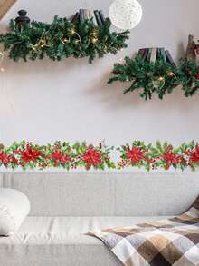 1/2/3sets Christmas Wall Sticker, Christmas Elements Christmas Vine Leaf Wall Sticker, Living Room Holiday Decorative Wall Sticker, Removable.Perfect And Christmas Gift For Couples, Parents And Friends. Christmas Decorations Christmas Decoration Christmas Decorations Home Home Decor Room Decor