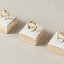 1pc Natural Bamboo Wood Ring Holder Jewelry Display Stand Back To School,Room Decor - Multicolor - View 12