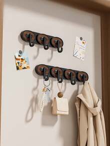 1个木纹免打孔挂钩，免打孔门挂，重型挂钩，玄关钥匙架，浴室墙面粘钩 - 彩色 - 查看 3