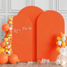 6.6ft, 7.2ft Orange Backdrop Arch, Adjustable Elastic Canvas Arch Canopy, Suitable For Wedding Arch, Birthday Party Decor (Arch Frame Not Included, Only Backdrop Cloth) - Orange - View 2