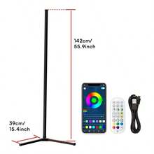 RGB Corner Floor Lamp, RGB Color Changing Led Floor Lamp For Living Room APP And Remote Modern Light Bar With Music Sync And 16 Million Colors Dimmable Ambient Lighting For Bedroom - Multicolor - View 9